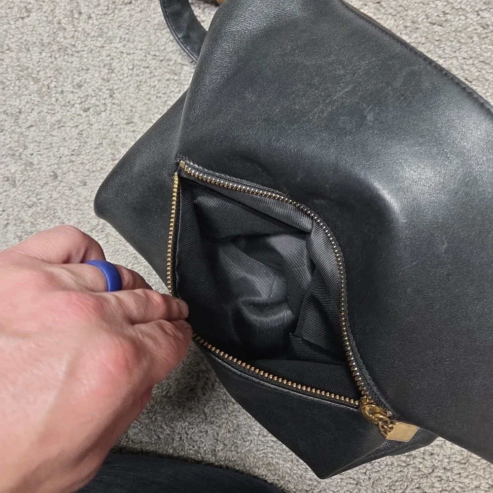Vtg Ralph Lauren Purse Black Leather Hobo Shoulder Bag 90s Quiet Luxury Minimal